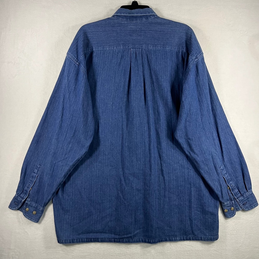 Salmon River Traders Big Man 1X Denim Button Down Shirt Long Sleeve - Picture 2 of 5